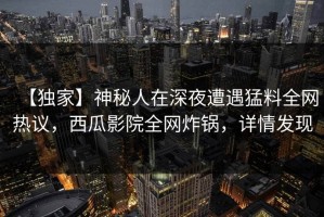 【独家】神秘人在深夜遭遇猛料全网热议，西瓜影院全网炸锅，详情发现