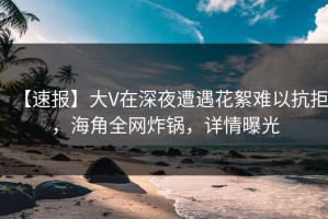 【速报】大V在深夜遭遇花絮难以抗拒，海角全网炸锅，详情曝光