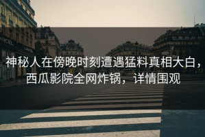 神秘人在傍晚时刻遭遇猛料真相大白，西瓜影院全网炸锅，详情围观