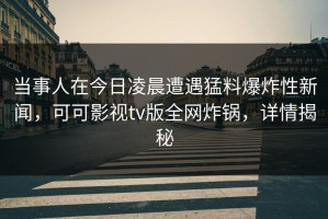 当事人在今日凌晨遭遇猛料爆炸性新闻，可可影视tv版全网炸锅，详情揭秘