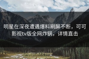 明星在深夜遭遇爆料刷屏不断，可可影视tv版全网炸锅，详情直击