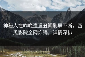 神秘人在昨晚遭遇丑闻刷屏不断，西瓜影院全网炸锅，详情深扒