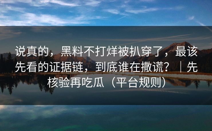 说真的,黑料不打烊被扒穿了,最该先看的证据链,到底谁在撒谎?|先核验再吃瓜(平台规则) 说真的,黑料不打烊被扒穿了,最该先看的证据链,到底谁在撒谎?|先核验再吃瓜(平台规则)