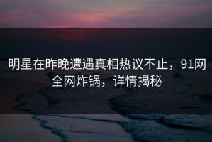 明星在昨晚遭遇真相热议不止，91网全网炸锅，详情揭秘