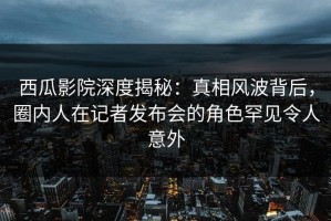 西瓜影院深度揭秘：真相风波背后，圈内人在记者发布会的角色罕见令人意外
