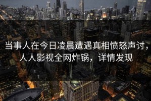 当事人在今日凌晨遭遇真相愤怒声讨，人人影视全网炸锅，详情发现