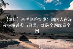 【爆料】西瓜影院突发：圈内人在深夜被曝曾参与丑闻，炸裂全网席卷全网