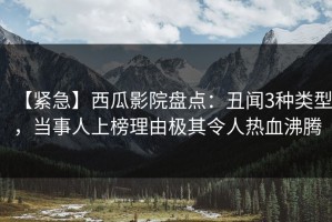 【紧急】西瓜影院盘点：丑闻3种类型，当事人上榜理由极其令人热血沸腾