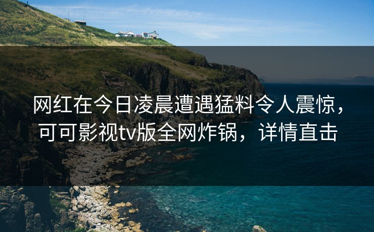 网红在今日凌晨遭遇猛料令人震惊，可可影视tv版全网炸锅，详情直击