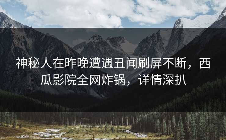 神秘人在昨晚遭遇丑闻刷屏不断，西瓜影院全网炸锅，详情深扒