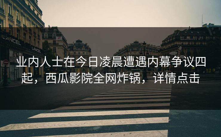 业内人士在今日凌晨遭遇内幕争议四起，西瓜影院全网炸锅，详情点击